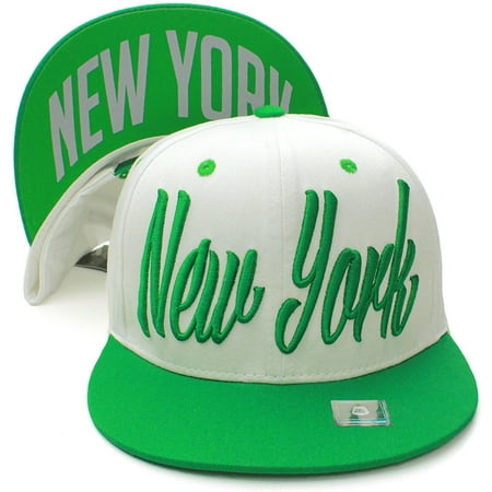 Split Bill Cap - Absolute Snapback New York City Pro Team Champions Script Flat Bill Visor Snapback Hat Cap