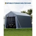thumbnail image 3 of Cobertizo portátil resistente para exterior - Almacenamiento impermeable - Puerta enrollable ventilada y ventanas - Ideal para moto, bicicleta, leña, herramientas de jardín - Gris, 7x15FT, 3 of 8