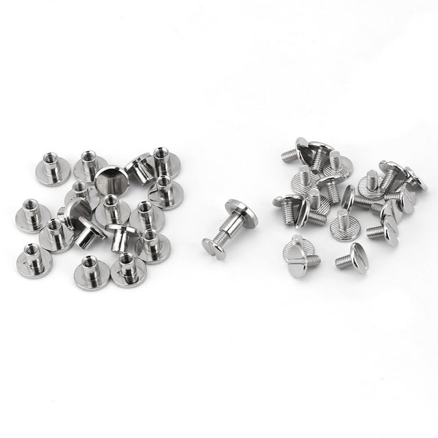 20Pcs/set Laiton Fileté Tête Plate Écrou Rivets Vis Cuir Artisanat Fournitures de Réparation (8mm)