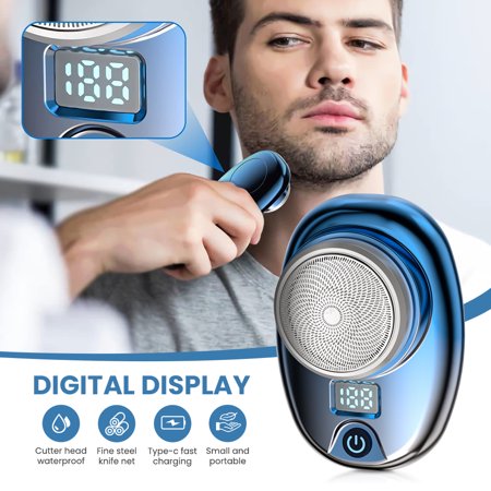 2023 New Upgrade Mini Shaver, Portable Electric Shaver, Rechargeable Shaver for Men, Easy One-Button Use Suitable for Home, Travel, Father's Day Gift, Blue