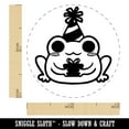 thumbnail image 2 of Delightful Kawaii Chibi Birthday Frog Toad Holding Gift Self-Inking Rubber Stamp Ink Stamper - Red Ink - Mini 1/2 Inch, 2 of 7