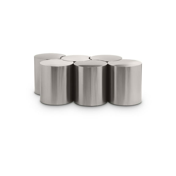 Meridian Furniture Dimple 6 Piece Silver Iron Metal Coffee Table