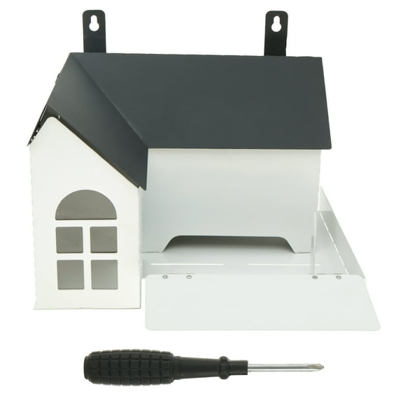 Squirrel Feeder Iron Squirrel Feeder House Keeps Food Fresh Squirrel Feeder Bar Two Outlets Squirrel Feeding Station with Drainage Hole Squirrel Feeder Suitable for Outdoor