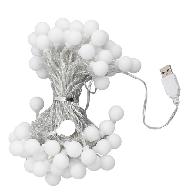 Cadena De Luces LED, 32 Pies De Largo, Redonda, 2800 K, Luz Amarilla Cálida, Cadena De Luces Redondas Para Exteriores Para Acampar