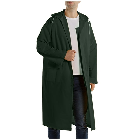 Raincoat, Thickened Long Raincoat Jacket, Men's and Women's Rain Jackets Hiking and Fishing Raincoats Army Green Free Size