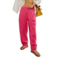 thumbnail image 2 of Womens Pajama Pants Casual Plaid Wide Leg Lounge Pants For Women Comfy Thin Summer Pants Hot Pink XXL, 2 of 9