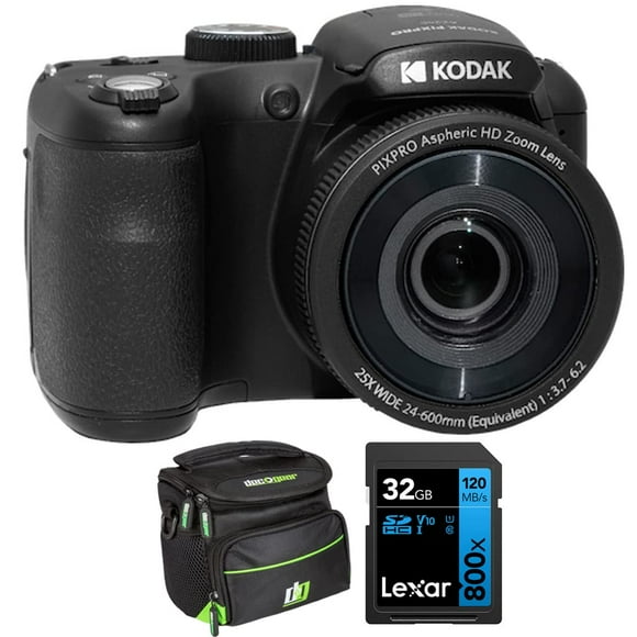 Kodak PIXPRO Astro Zoom AZ255-BK 16MP Digital camera 25X Optical Zoom Black Bundle with Lexar 32gB High-Performance 800x UHS-I SDHc Memory card + Deco Photo camera Bag