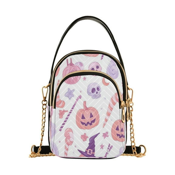 Women's Crossbody Handbags Shoulder Handbag Multi Pocket Crossbody Bag Pastel Pink Halloween Icons