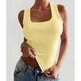 thumbnail image 6 of Summer Womens Tank Tops Square Neck Fitted Sleeveless Shirts for Women Ribbed Basic Top Yellow L, 6 of 8