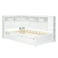 thumbnail image 5 of Euroco Wood Twin Daybed with Trundle, Shelves, and USB Charging Station in White, 5 of 13