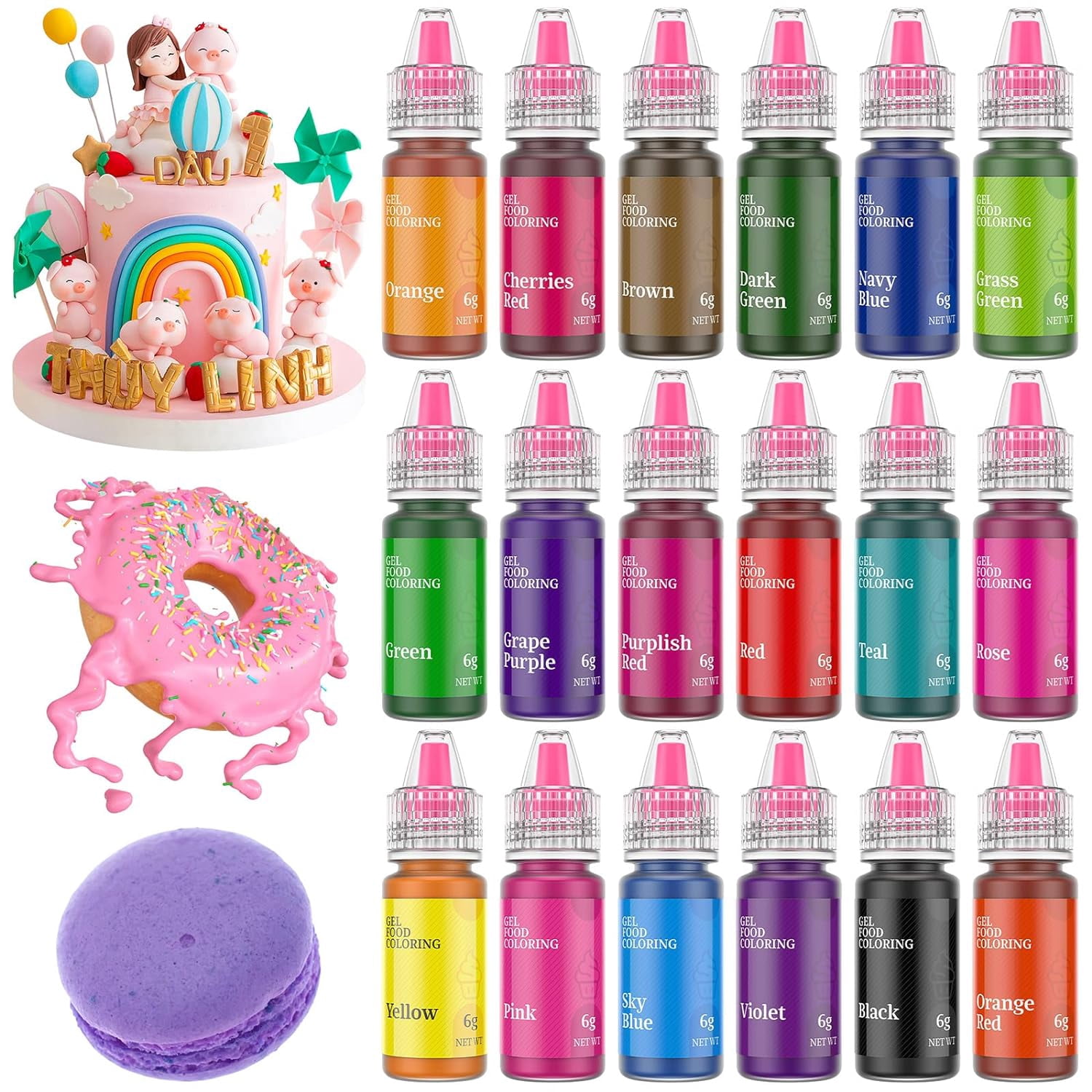 Jelife Gel Gluten-Free Edible Food Coloring Set, 6g