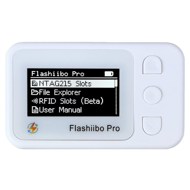 Emulador de etiquetas NFC Flashiibo Pro de segunda generación, blanco con pantalla OLED