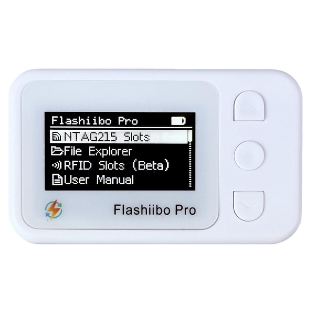 Emulador de etiquetas NFC Flashiibo Pro de segunda generación, blanco con pantalla OLED