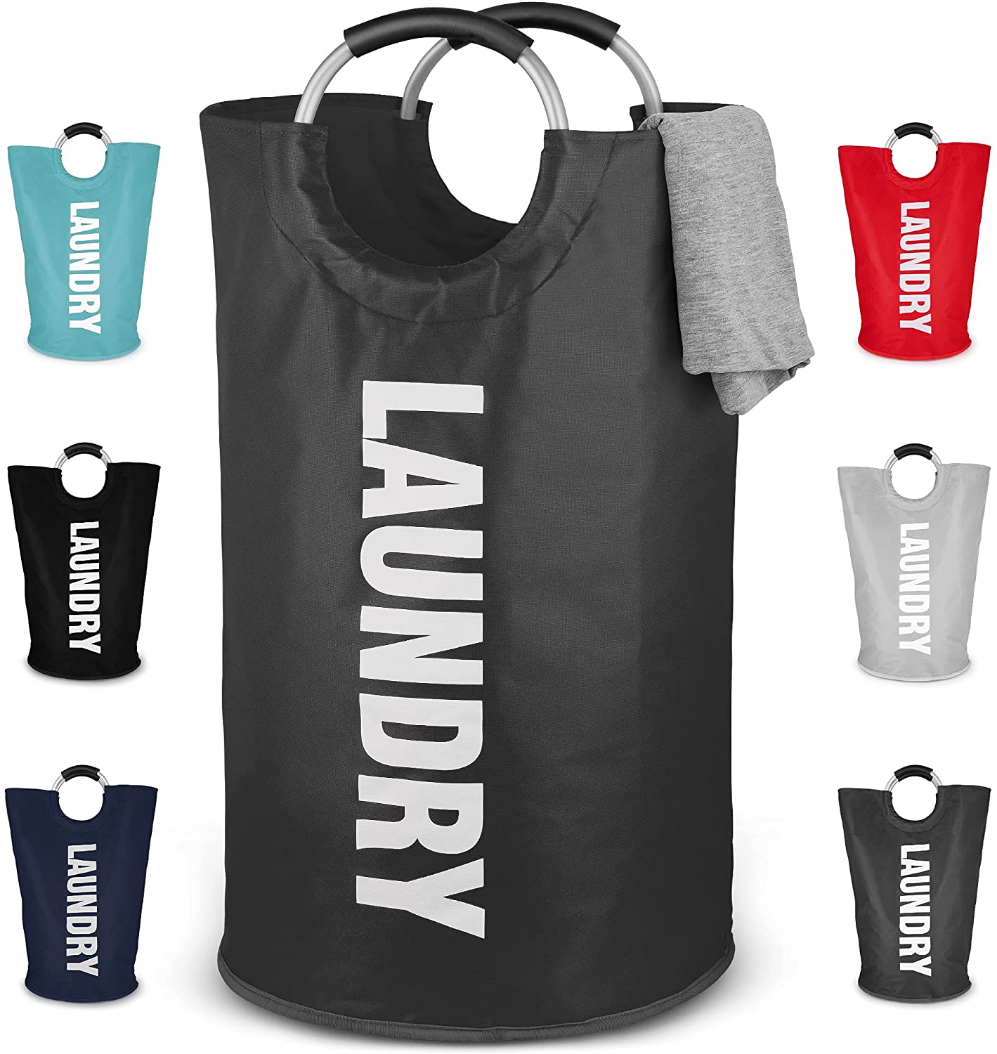 Zulay Home Large Heavy Duty Laundry Basket Collapsible Dark Gray