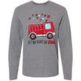 thumbnail image 3 of Inktastic Set My Heart on Fire Valentine Fire Truck with Hearts Long Sleeve T-Shirt, 3 of 5
