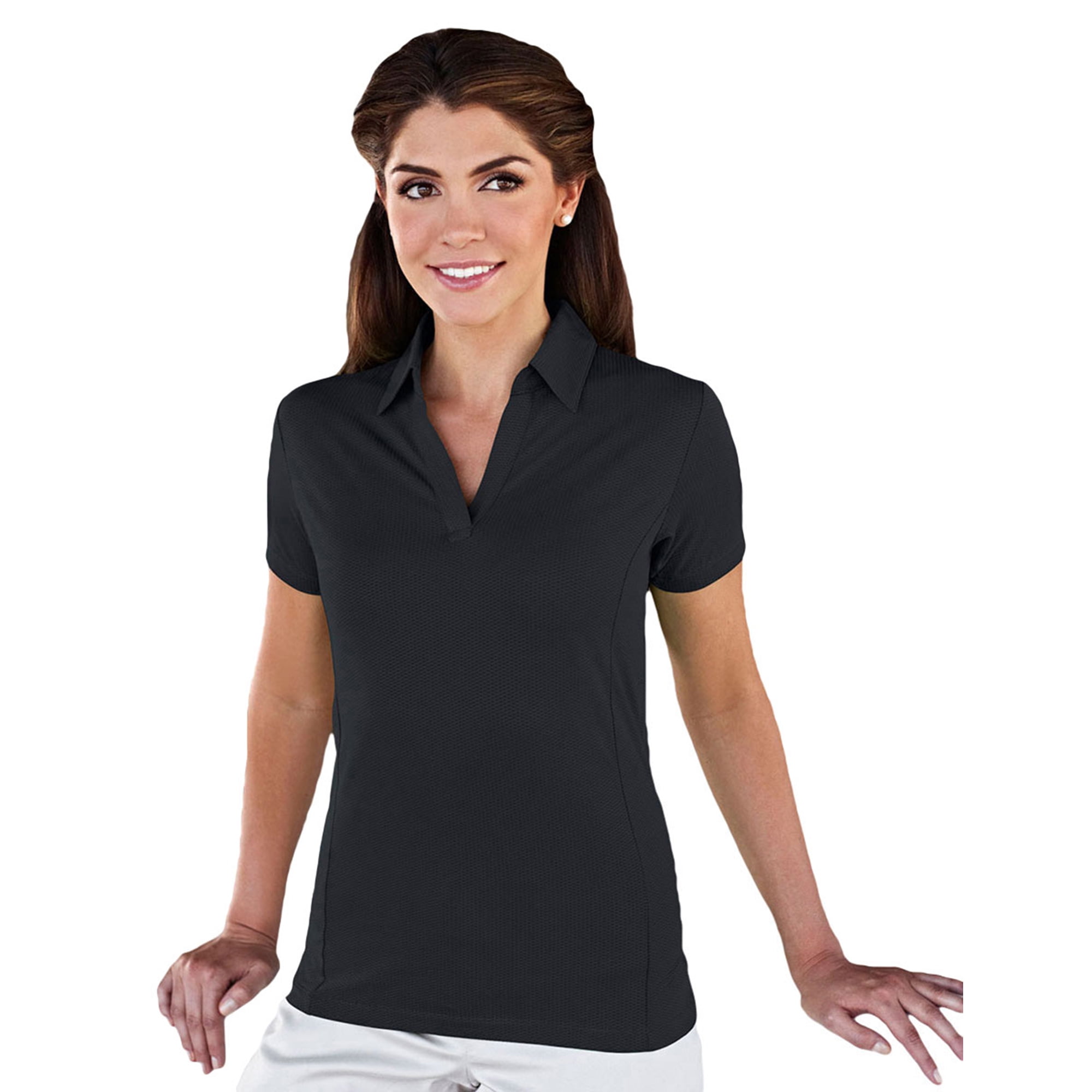 women's johnny collar polo shirt