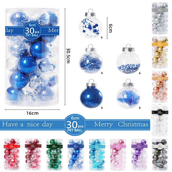 Mini Christmas Ornaments Shatterproof Christmas Ornaments Set 30PCS Christmas Ball Ornaments Christmas Tree Decoration Holiday Multiple Styles Ornaments For Christmas Trees Party Ball Decoration 6CM