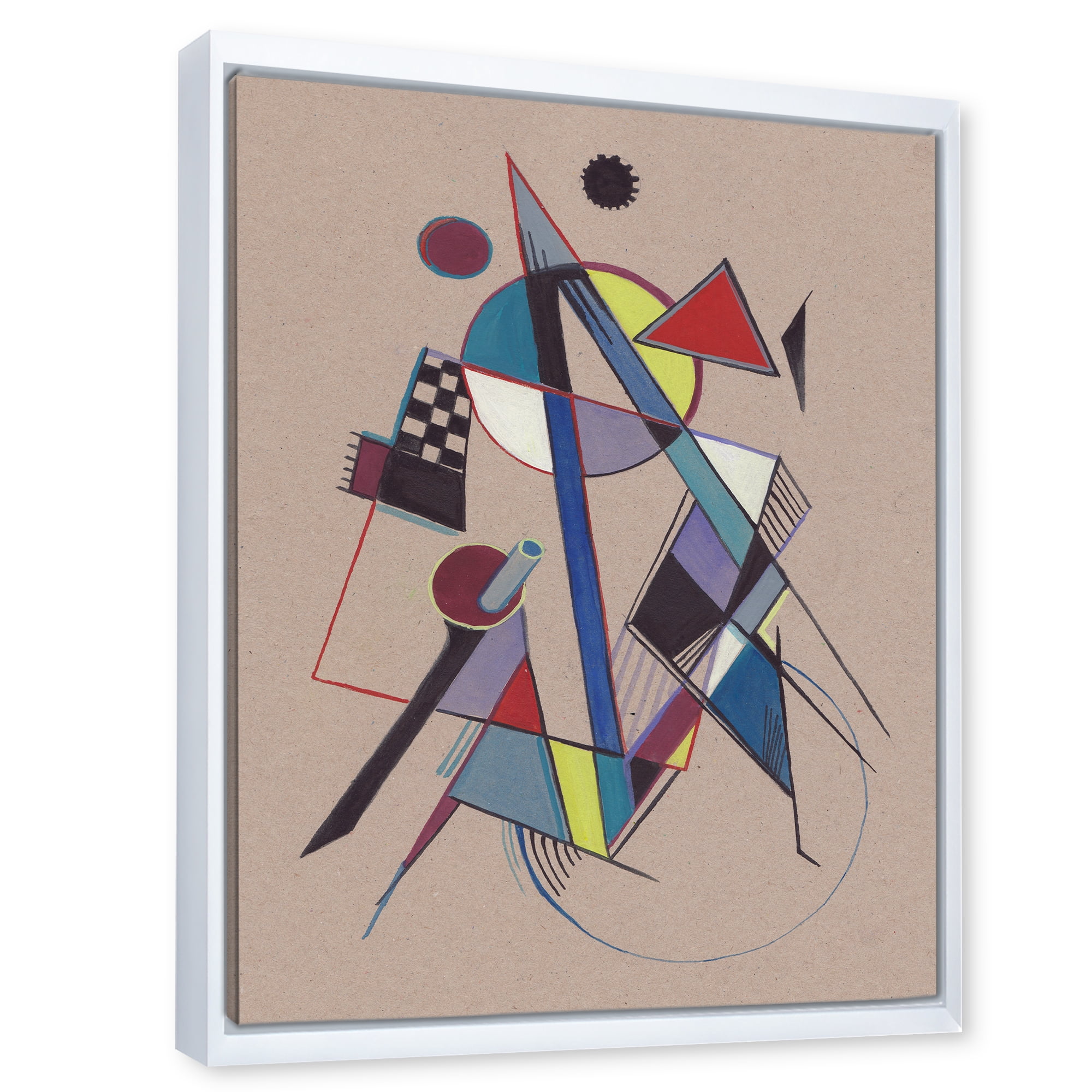 Designart 'Abstract Compositions Of Colored Geometric III' Modern Framed Canvas Wall Art Print