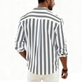 thumbnail image 3 of Men Striped Blouse Shirts Summer Spring Turn Down Collar Long Sleeve Button Female Oversized Loose Blouse Tops, 3 of 3