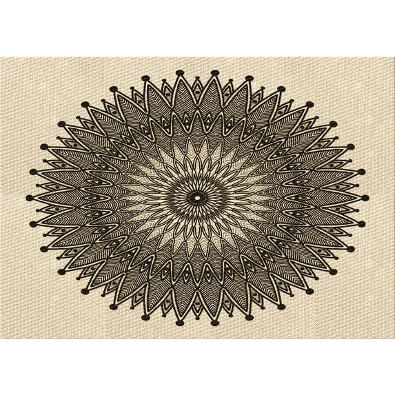 Ahgly Company Indoor Rectangle Patterned Vanilla Gold Area Rugs, 7' x 10'