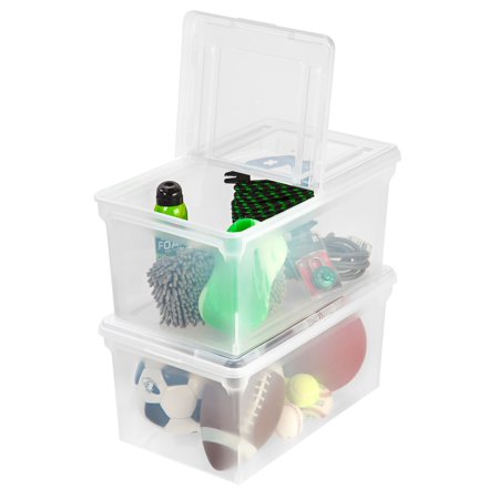 IRIS USA File Box File Organizer Plastic File Box w/ Hinged Latching Lid for Letter/Legal File, BPA-Free Plastic Storage Bin Tote Organizer, Stackable