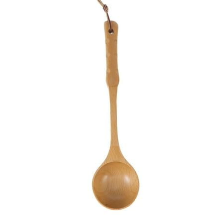

NUOLUX 1pc Kitchen Beech Cooking Spoon Ladle Water Ladle Wooden Cooking Spoon Comes with Rope for Daily Use