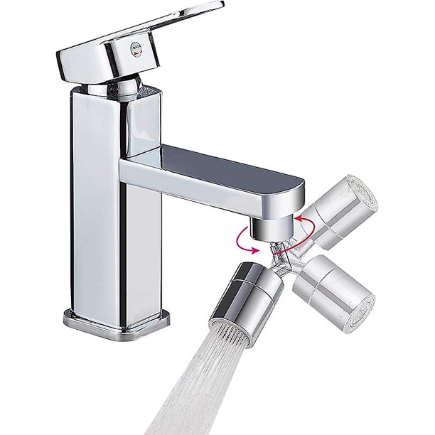 2 modos de aireador de grifo ajustables. Grifo de baño con aireador de cocina con cabezal de gran angular de 720 grados - Cromo (m24)