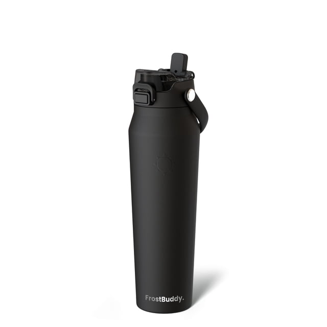Frost Buddy Botella De Agua Aislada De 32 Oz Con Pajita Y Tapa Para Chupete | Acero Inoxidable A Prueba De Fugas | Frío Las 24 Horas | Portavasos A Prueba De Sudor | Ideal Para Gimnasio, Viajes, Depor