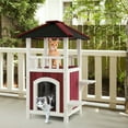 thumbnail image 6 of Yardi Yard 2-Story Wooden Cat House with Asphalt Roof Balcony and Rain Curtain-Red & White锛孋at Houses for Outdoor/Indoor Cats, Warm Feral Cat Shelte, Cat Furniture, 6 of 9