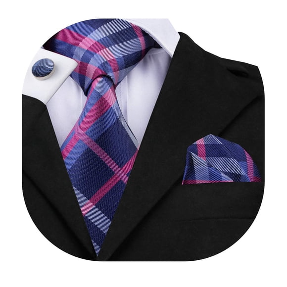 Dubulle Corbatas de seda tejidas para hombre, color rosa y azul, para boda