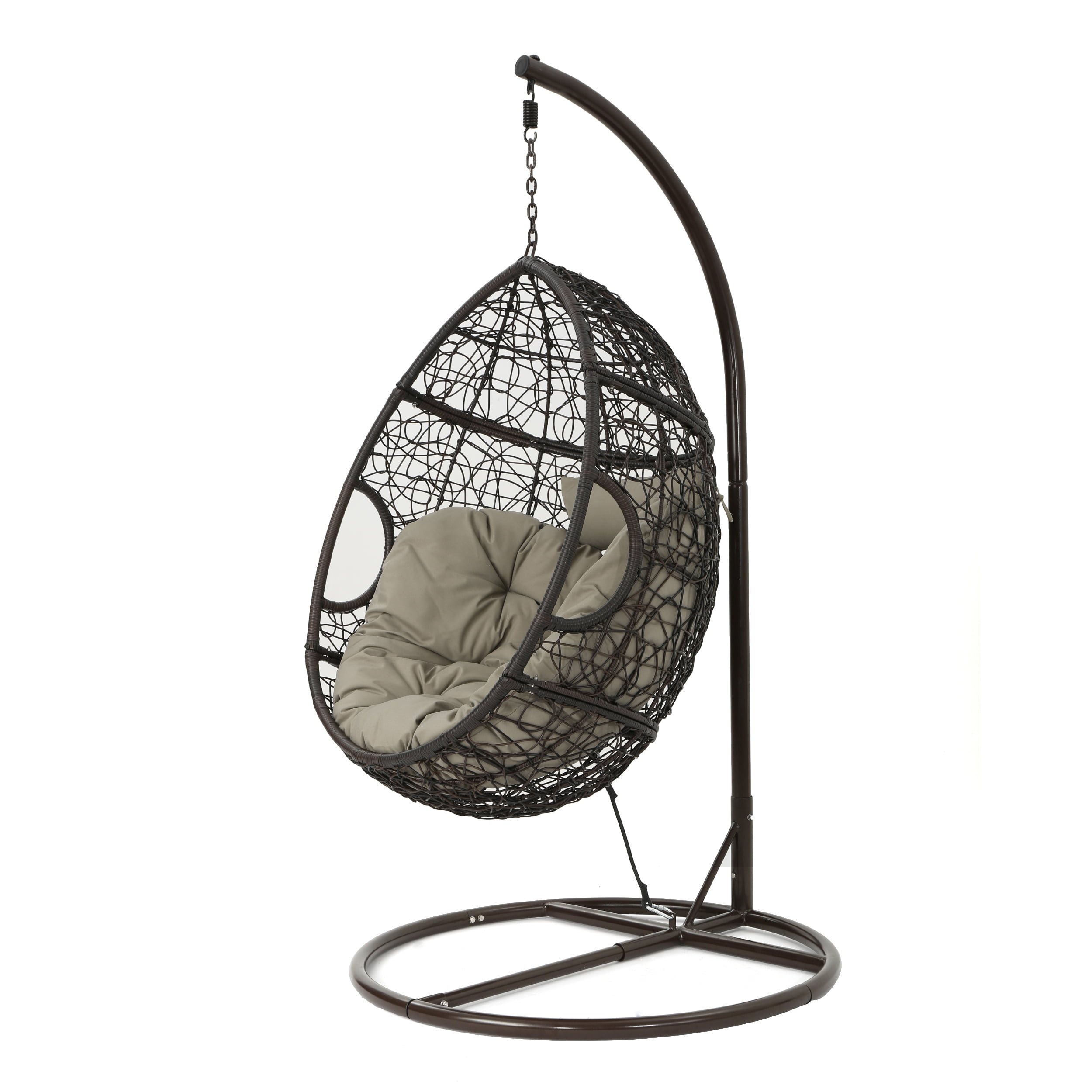 kyle outdoor wicker hanging basket chair with water resistant cushions