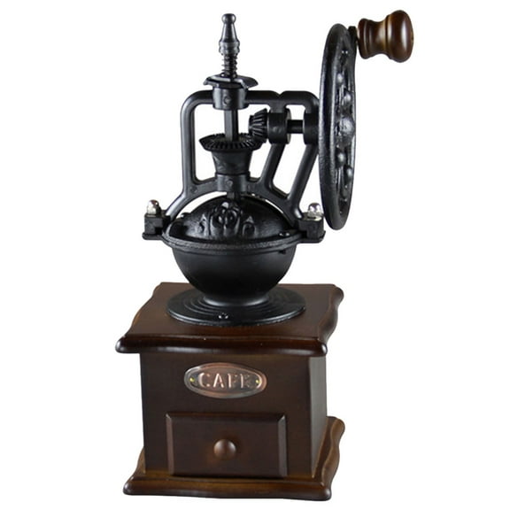 ifundom Hand Crank Coffee with Black Wooden Base, Portable Manual Coffee Mill for Home and Travel Use