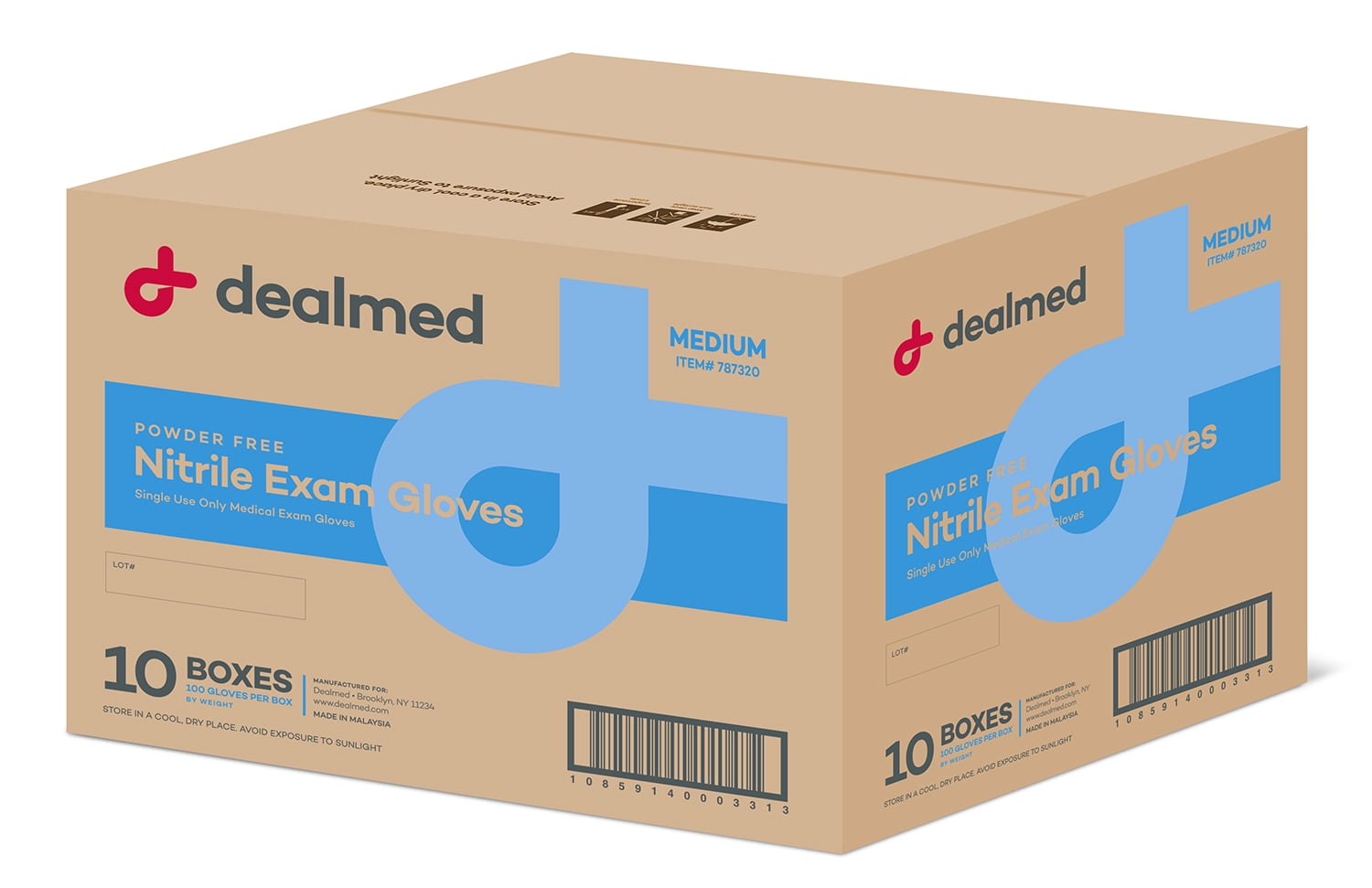 Dealmed Nitrile Exam Gloves – 100 Count Disposable, Non-Irritating, Latex Free Gloves, Multi-Purpose for First Aid and Medical Facilities (Medium, Case of 10)