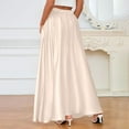 thumbnail image 5 of KDDYLITQ Satin Maxi Skirt for Women Pleated Hem Basic Skirts Silk High Waisted Flowy Skirt Elegant Trendy Long Skirts with Pocket Beige L, 5 of 6