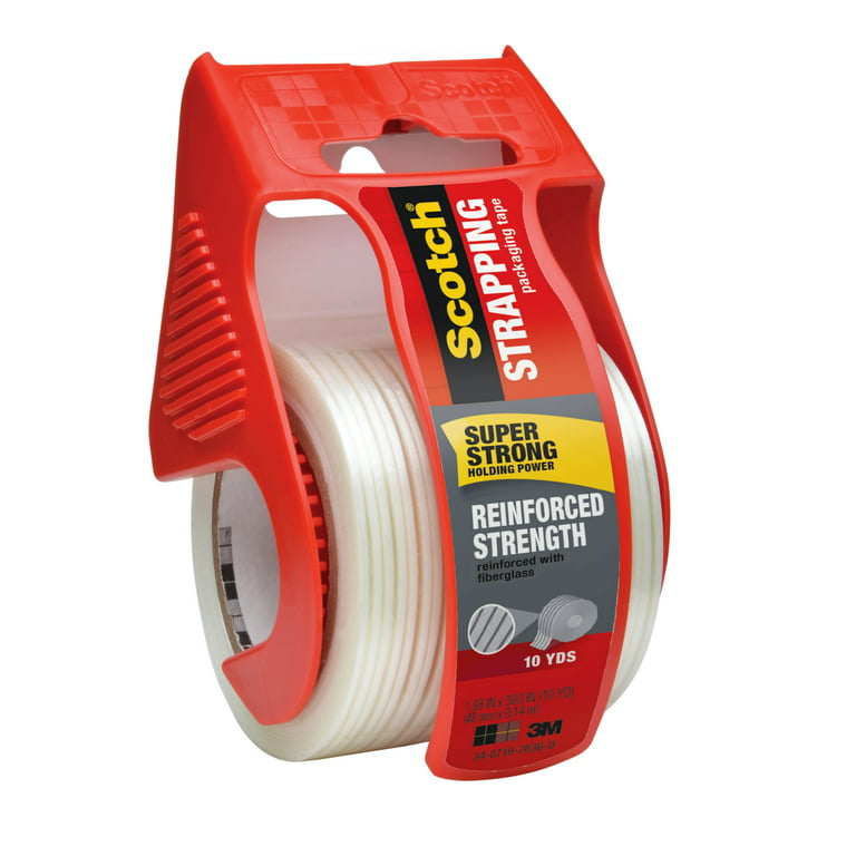 Scotch Reinforced Strength Shipping Strapping Tape, Clear, 1.88 in. x 360  in., 1 Dispenser