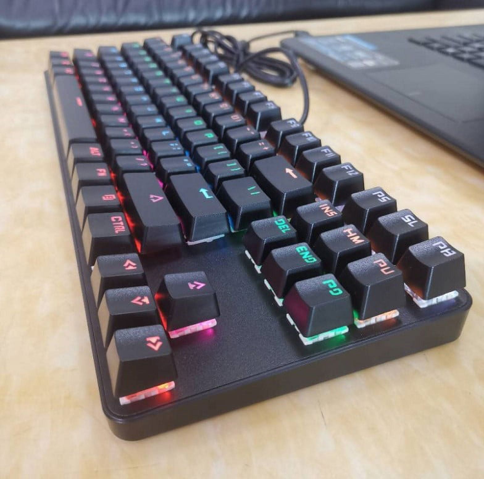 Gaming Keyboard Mechanical Keyboard, Rainbow LED Backlit Floating Keyboard, 87-key Anti-ghosting, Ergonomics, Waterproof