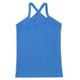 thumbnail image 3 of inlzdz Kids Girls Dance Cotton Tank Top Y-Back Camisole Spaghetti Straps Vest Yoga Workout Basic Blue 130, 3 of 5