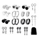 thumbnail image 1 of 15 Pares Aretes Con Piercing Pendientes Hombre+bolsa De Tela NEGRO, 1 of 5