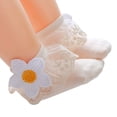 thumbnail image 2 of SUNSIOM Baby Girls Socks Eyelet Frilly Lace Ankle Socks with Sunflower Applique, 2 of 7