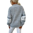 thumbnail image 5 of Women’s Casual Leopard Print Knitted Pullover Sweaters Long Sleeve Crew Neck Jumper Tops, 5 of 6