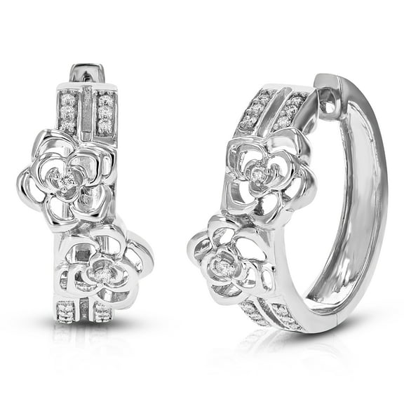 Vir Jewels 1/6 CTTW Lab Grown Diamond Hoops Earrings in Sterling Silver With Hidden Post For Women