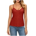 thumbnail image 4 of Women's Eyelet Knit V Neck Adjustable Strap Cami Tops Solid Color Casual Summer Tank Tops For Daily Party And Vacation, 4 of 9