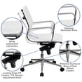 thumbnail image 3 of Flash Furniture Mid-Back White Ribbed LeatherSoft Swivel Conference Office Chair with Knee-Tilt Control and Arms, 3 of 6