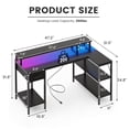 thumbnail image 4 of CONCETTA 47 inch L-Shaped Gaming Desk - Reversible with LED Lighting, Power Outlets & Double-Tier Storage, for Home Office Black, 4 of 8