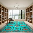 thumbnail image 2 of ODIKA Fish Fishing Icons Turquoise Coral Striped Border Bathroom Doormat Foldable Easy Care for Master Suite, California King, Under Bed, 2 of 7