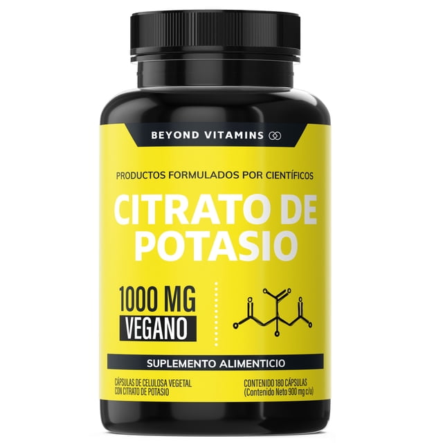Citrato de Potasio 1000mg Suplemento Alimenticio Platano en Polvo, Curcuma y Semilla de uva 180 cápsulas Beyond Vitamins 1 Citrato de Potasio - Suplemento Alimenticio Vitaminas en Cápsulas
