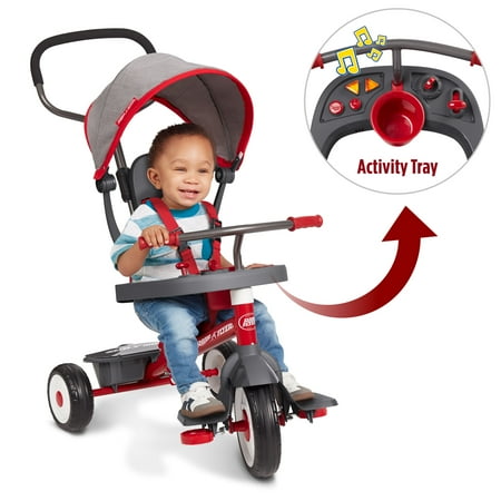 Radio Flyer  4-in-1 Stroll  N Trike with Activity Tray  Red & Gray  Convertible Tricycle