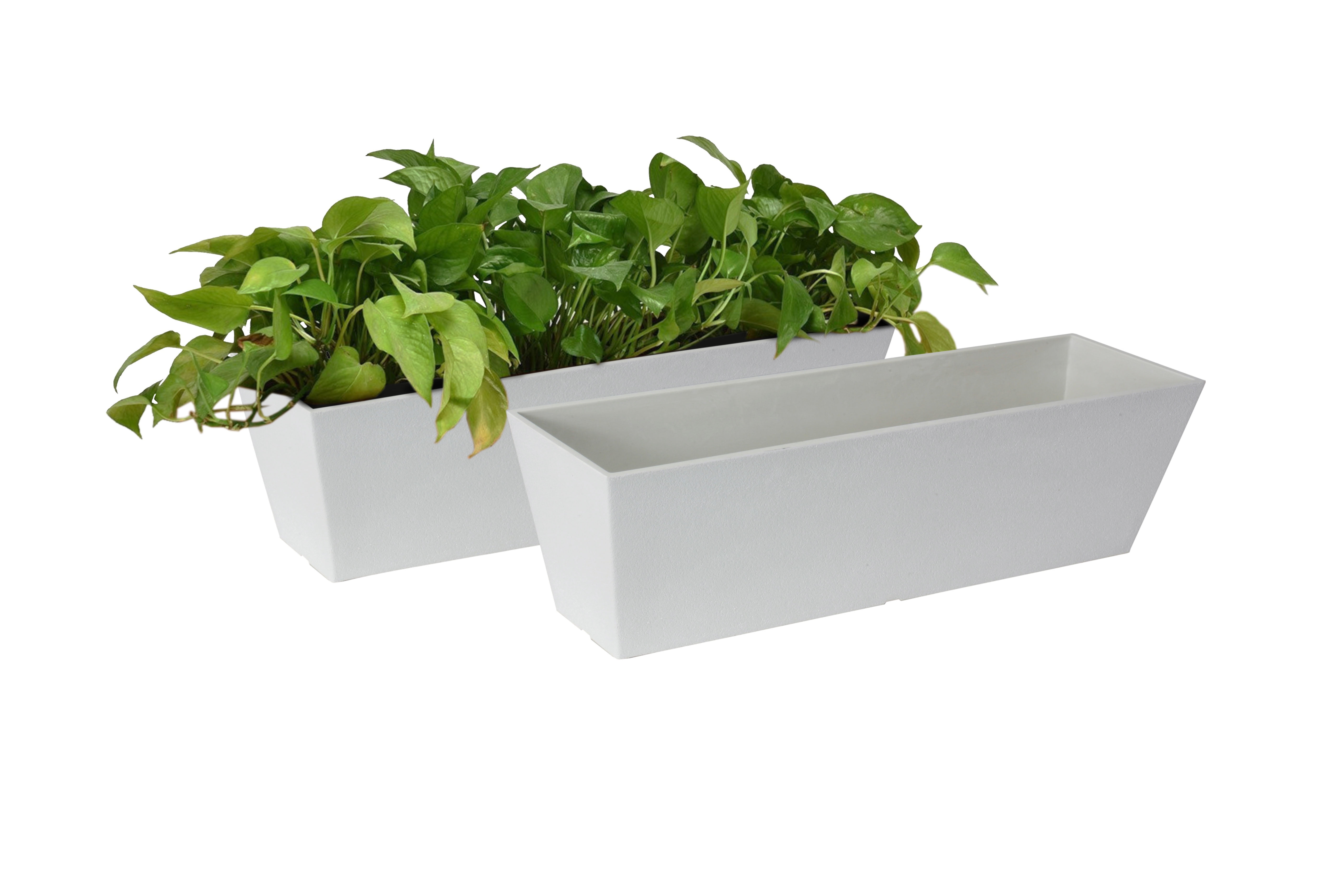 Acerra Windowbox Planter 22" x 6" x 6"H, White, 2 Pack