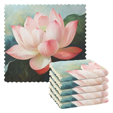 

6 Pieces of Kitchen Towels 11x11Inch Kitchen Dish Cloths Kitchen Dish Towels Reuseable Cleaning Cloths Super Cute Lotus