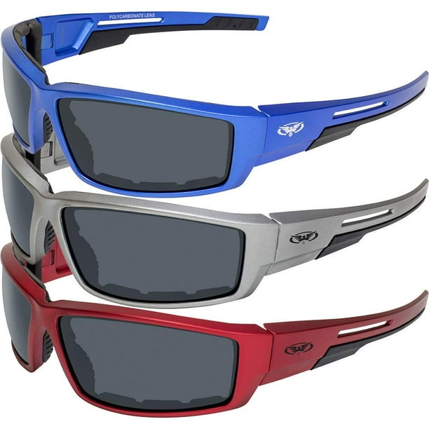 3 Pair Global Vision Sly Motorcycle ATV Padded Riding Glasses ...